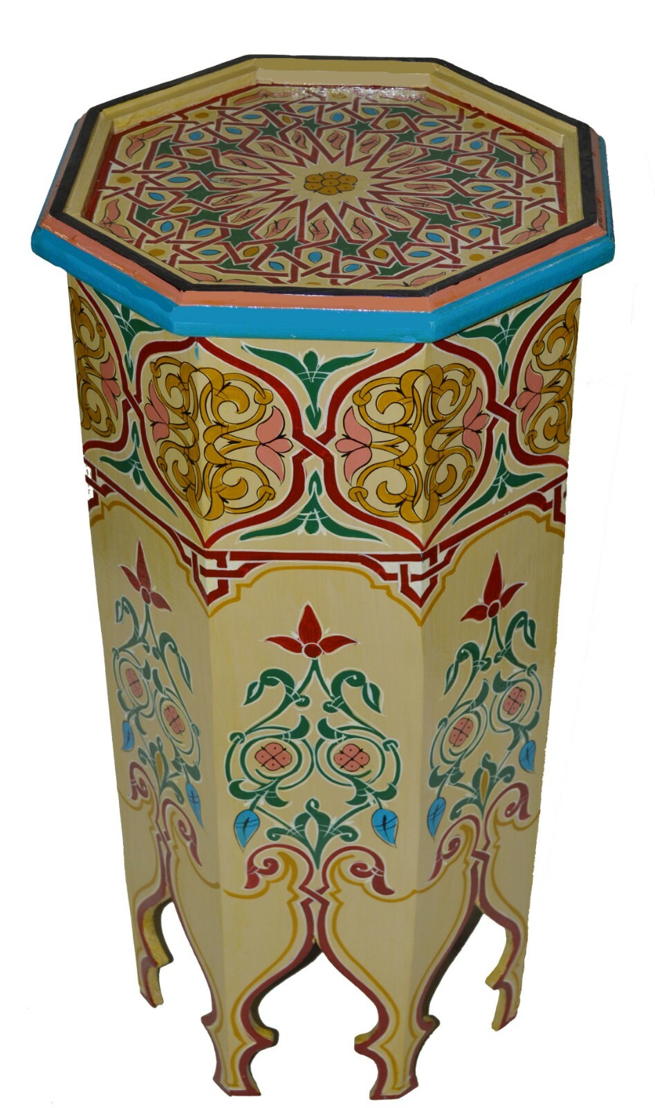 Moroccan Handmade Table Tall Side Delicate Hand Painted Moorish Exquisite Beige