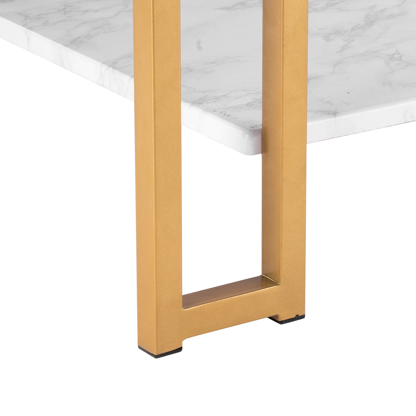 (106 x 50 x 48cm) Simple Double-layer Golden Iron Pipe Marble PVC Coffee Table
