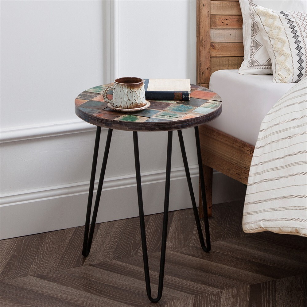 Greenage Reclaimed Wood Side End Table for Small Spaces Coffee Table Night Stand