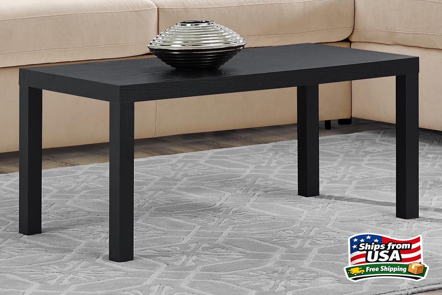 Mainstays Parsons Coffee Table, Black