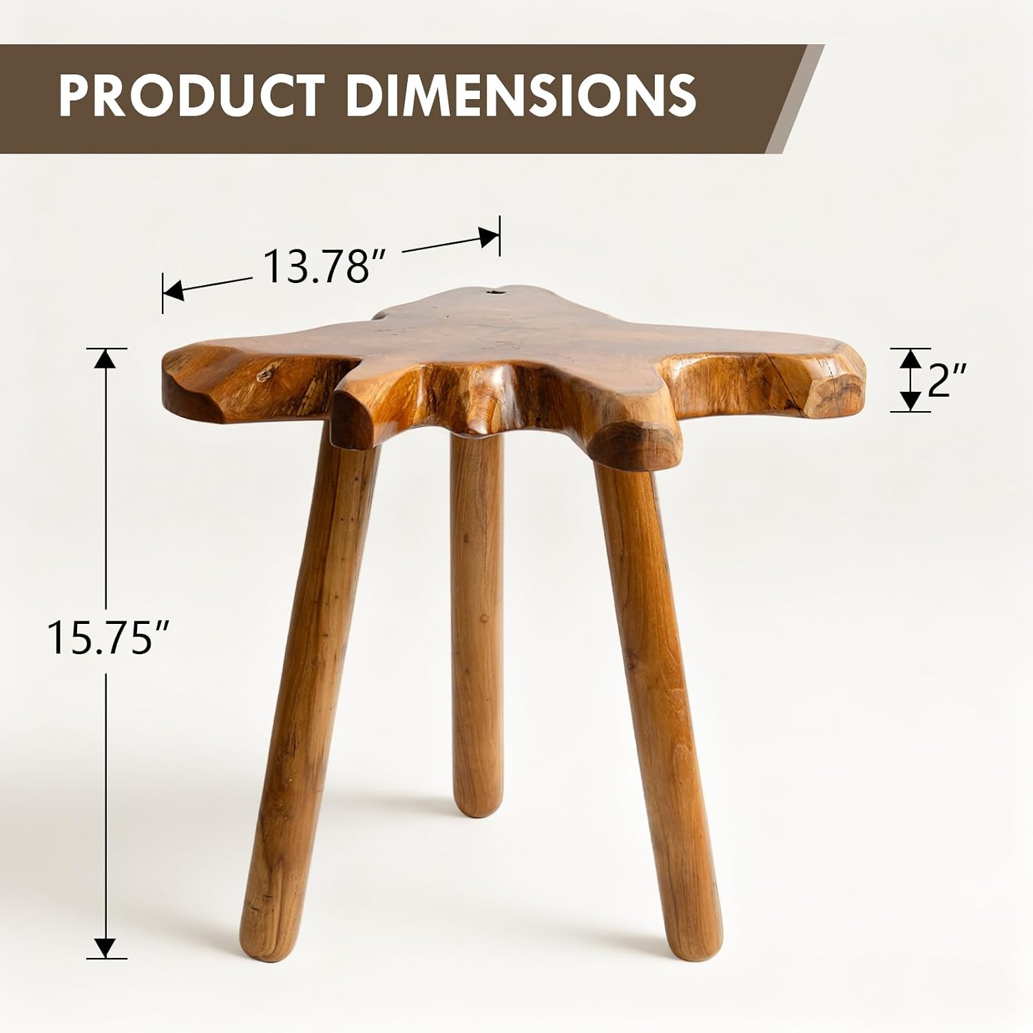 Teak Live Edge Solid Wood Wooden Side Table for Living Room Bed End Table