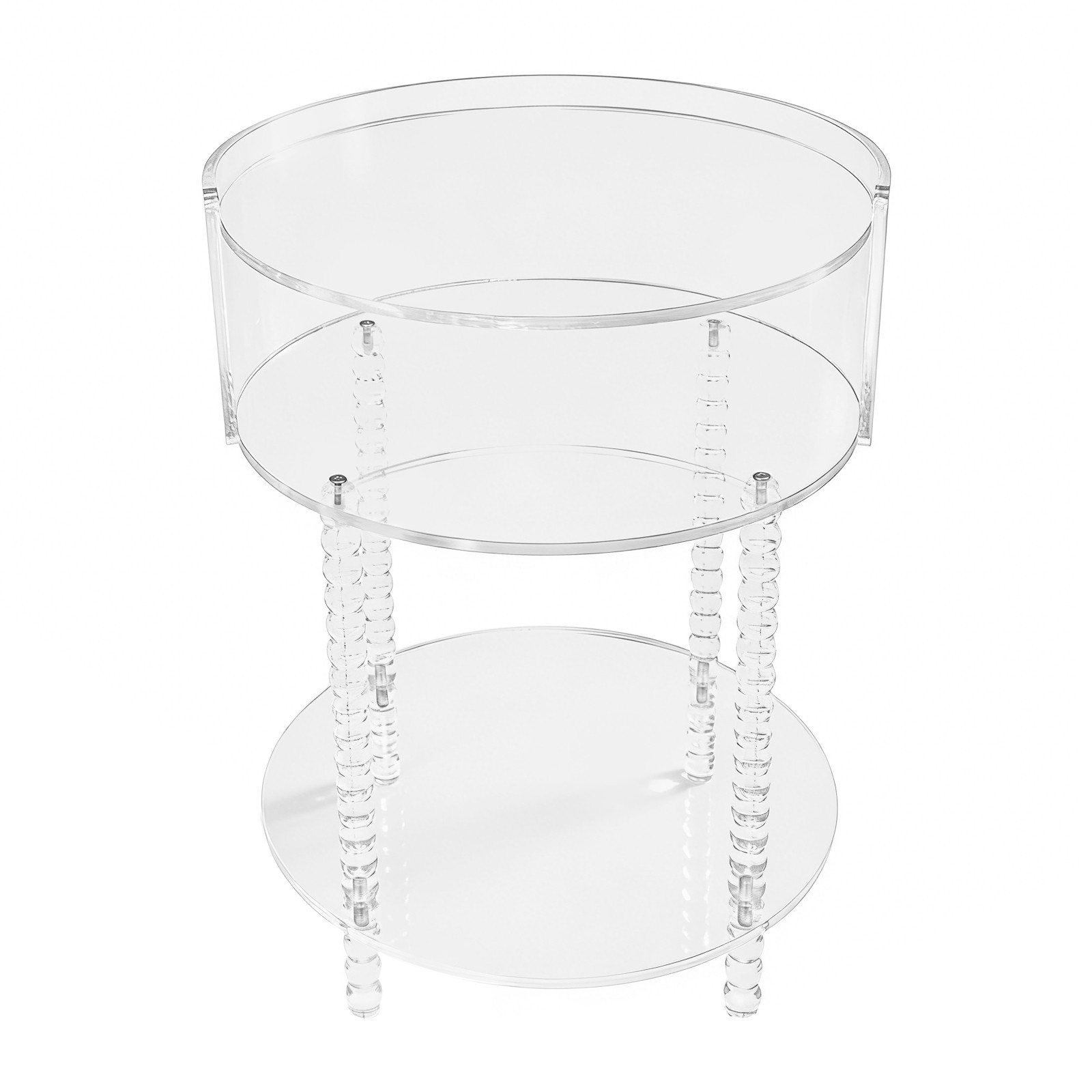 3-tier Round Acrylic Side Table 40*53cm Clear Acrylic End Table for Living Room