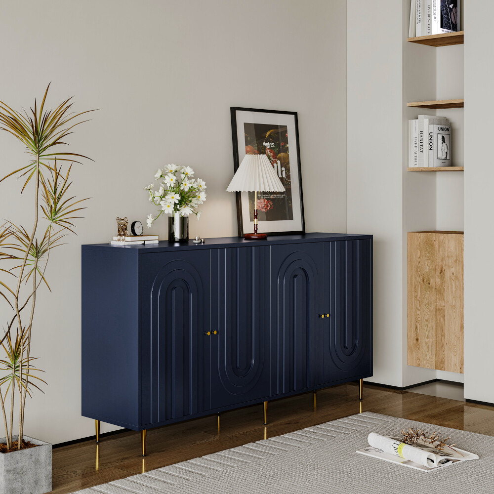 Modern Lacquered Wooden 4-Door Cabinet Sideboard for Living Room & Dining Room