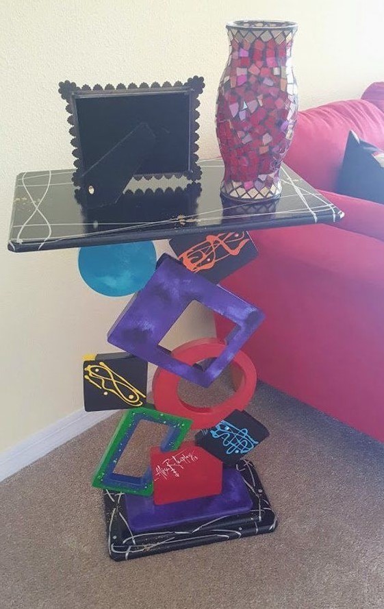 Contemporary Modern Abstract Table – Colorful Geometric Unique Table by Alisa