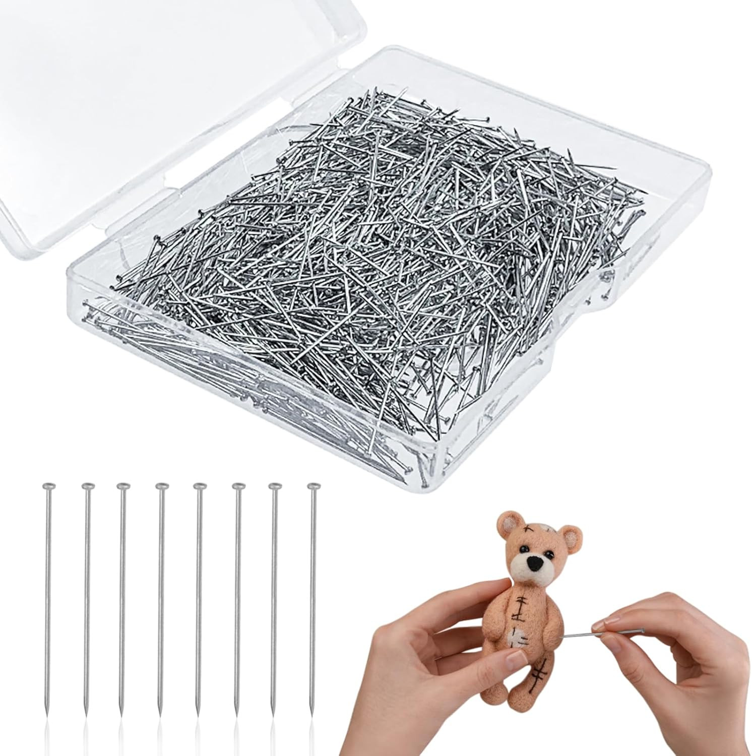 2000 Pcs Fine Straight Satin Pins for Crafts 1 Inch Head Pins Dressmaker Pin for