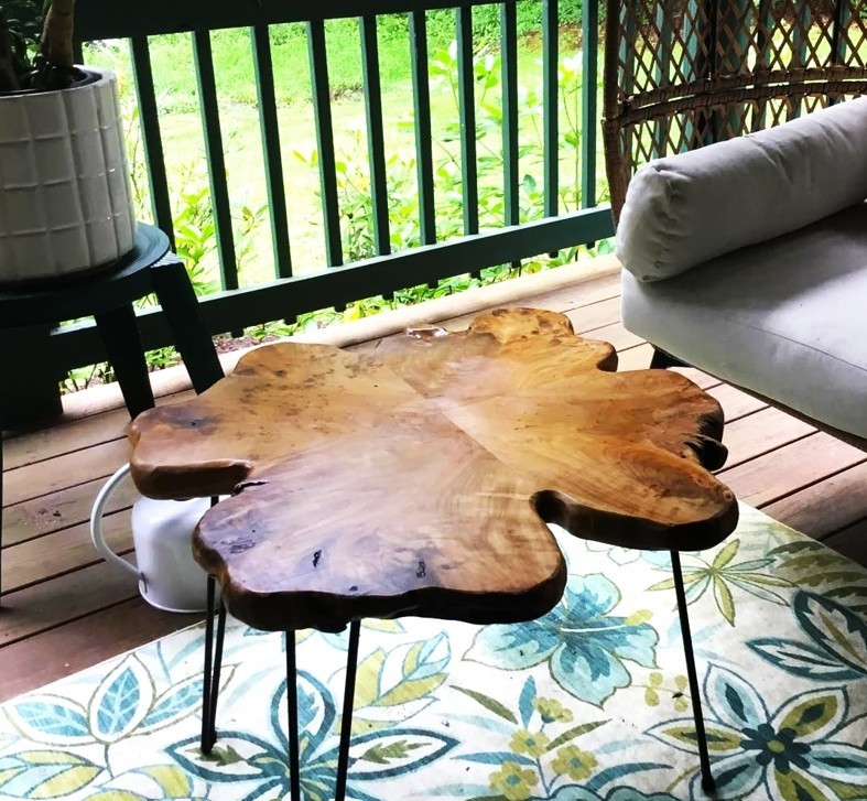 Live Edge Wood Coffee Table Unique Cedar Tree Stump Mid Century Log Cabin Accent