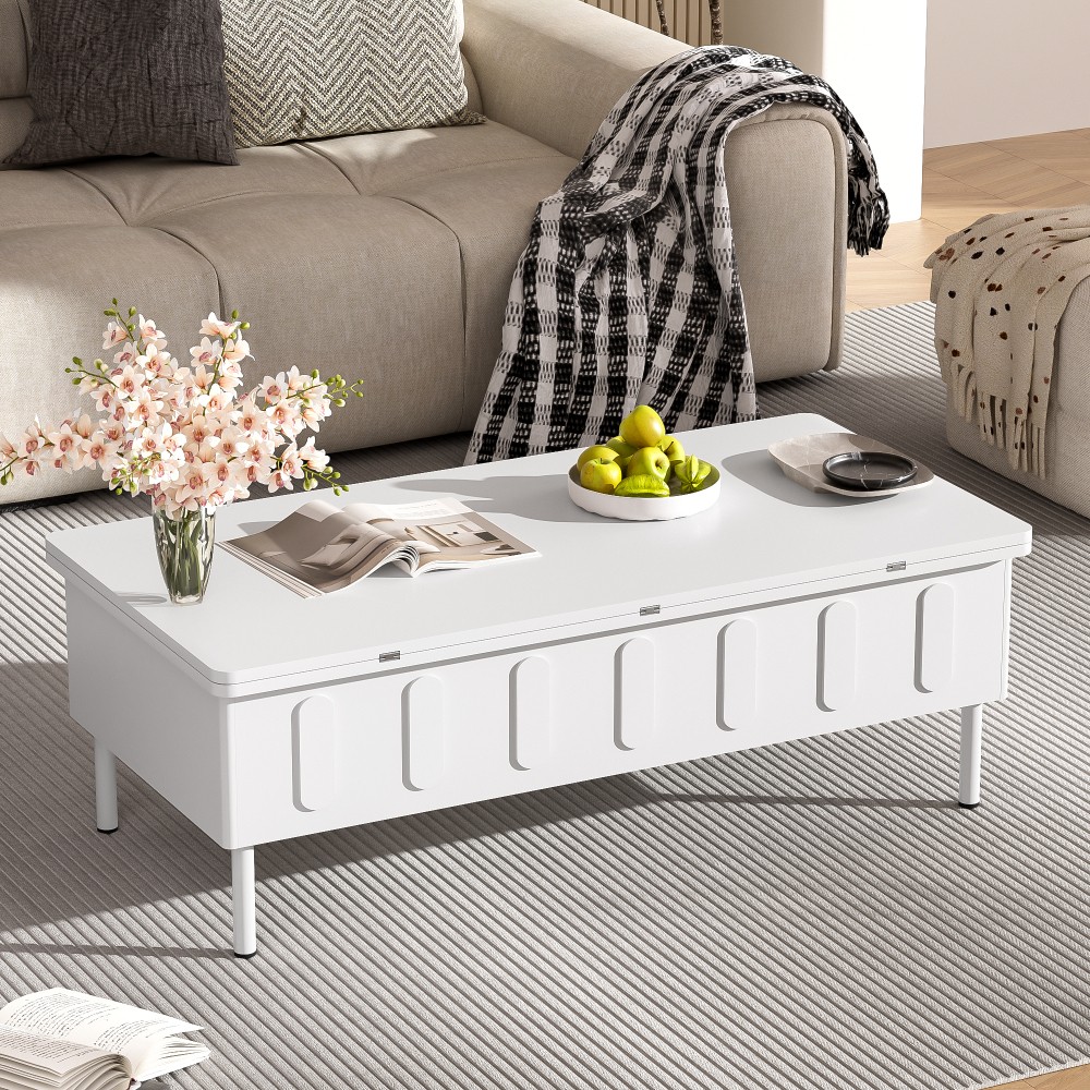 Coffee Table with Drawers, Foldable, Featuring Hidden Storage Compartments