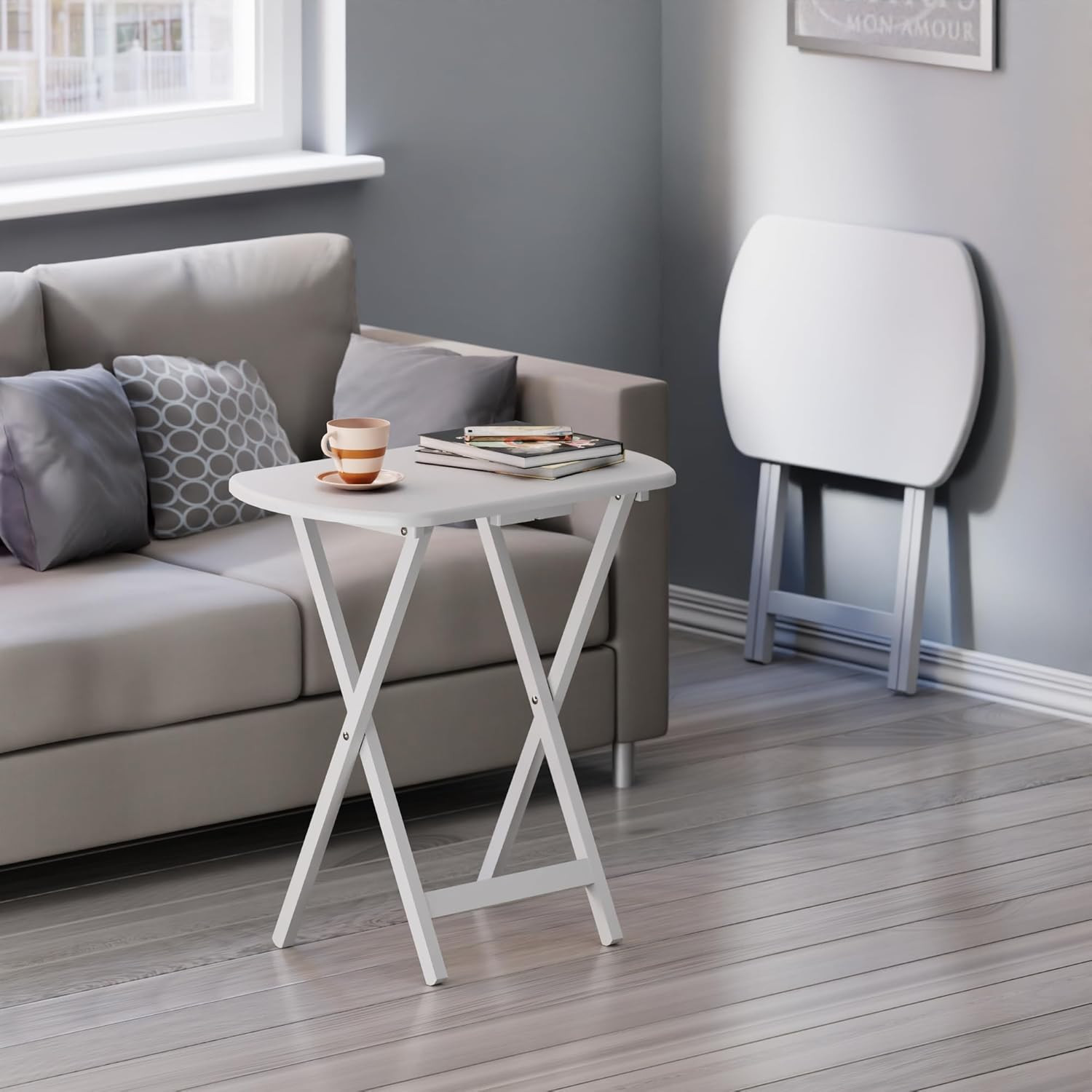 Corbett Set of 2 Oversized Foldable Snack Tables, Easy to Store Portable Fold up