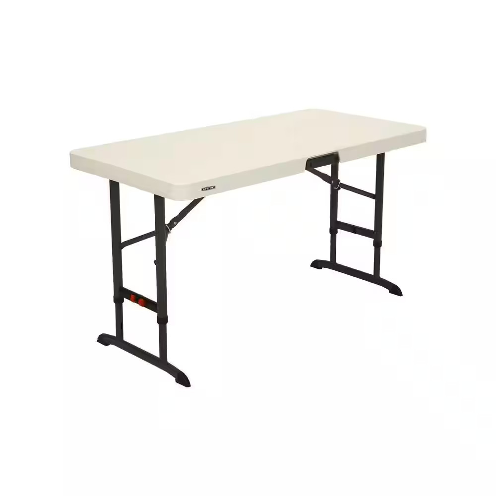 48 In. Almond Plastic Adjustable Height Folding High Top Table