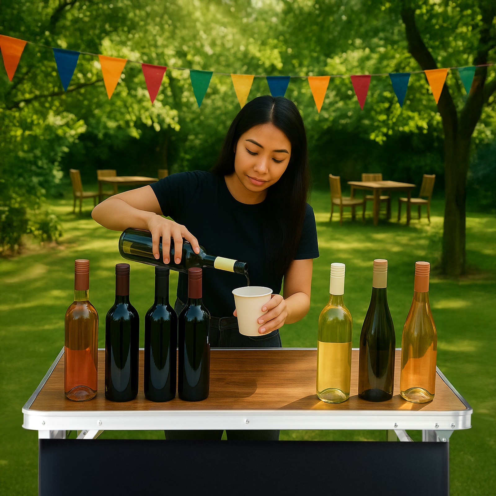 Portable Folding Bar Table With Shelf, Tradeshow Podium Table