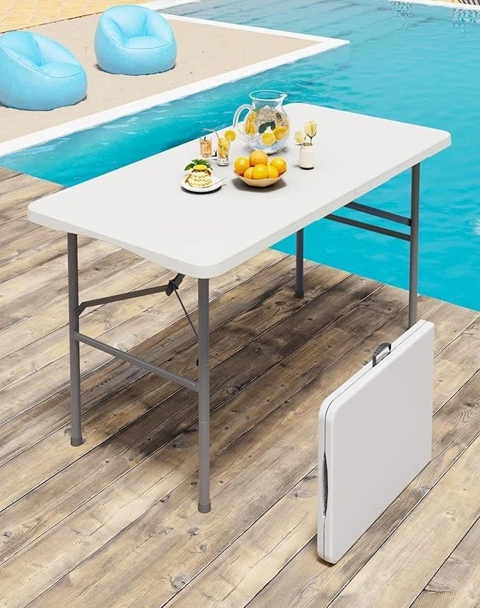 Used 4-Ft Plastic Folding Table – Ideal for Indoor/Outdoor Dining & Party Use
