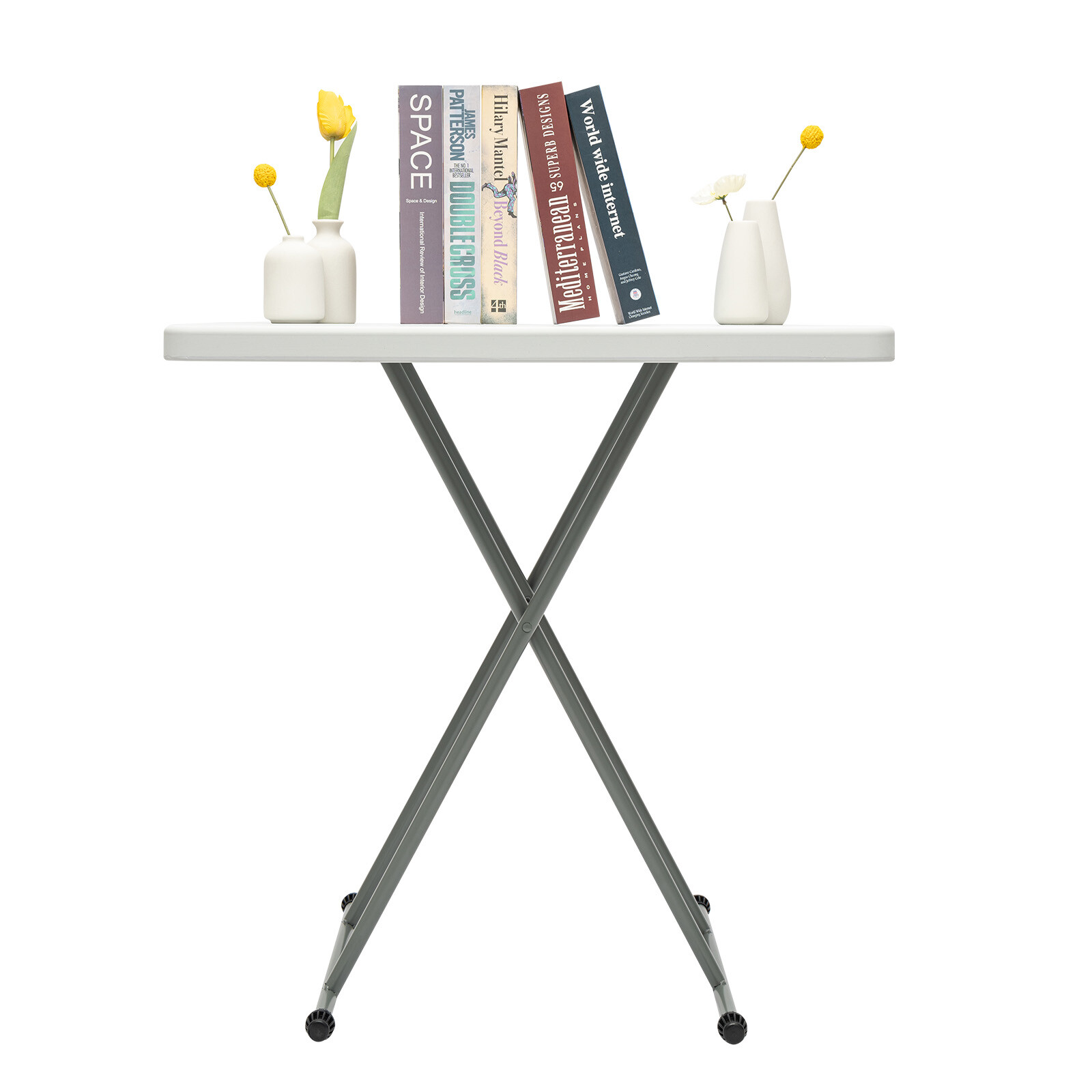 20×30″ White Folding Table Portable and Adjustable Small Table