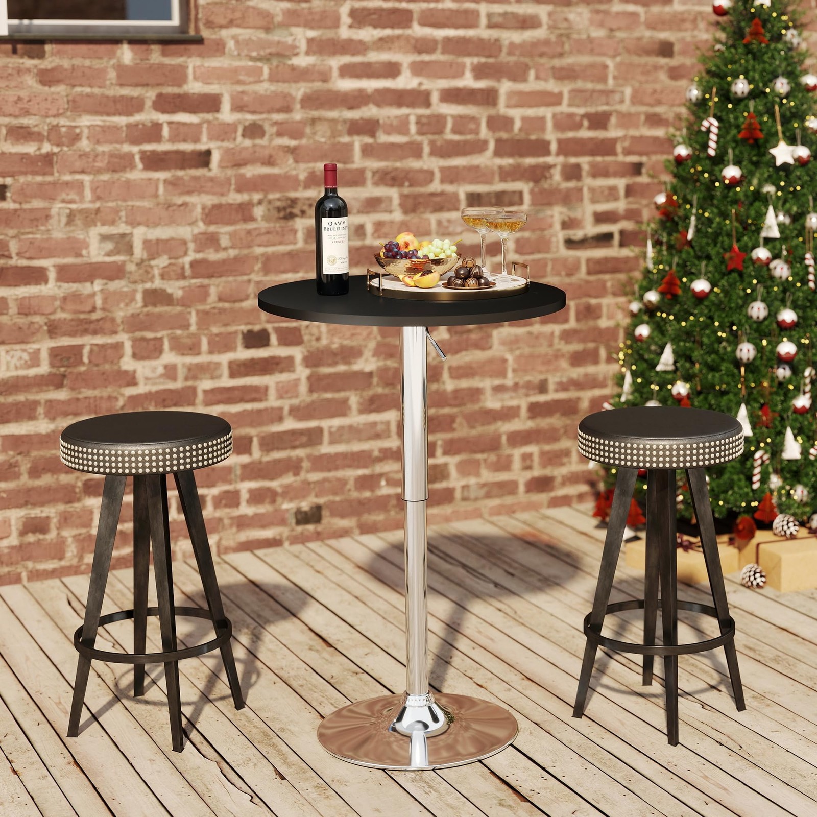 NOBPEINT Round Pub Table Height Adjustable Bar Table 27-36 inches, 360 Swivel
