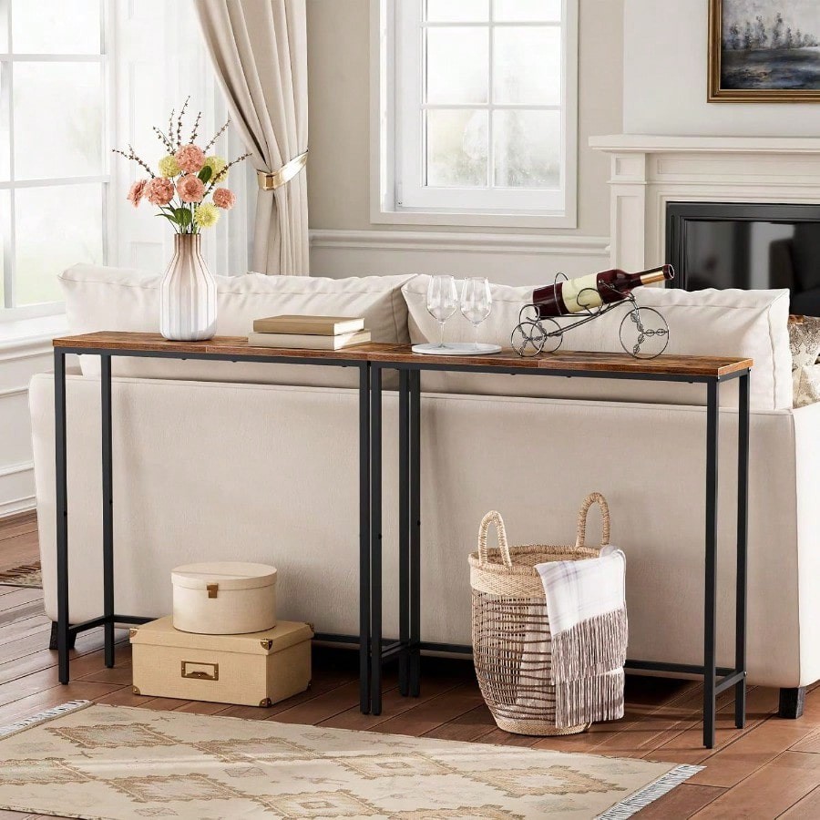 Narrow Entryway Console Table Thin Wooden Sofa Hallway Bedroom Living Room Small