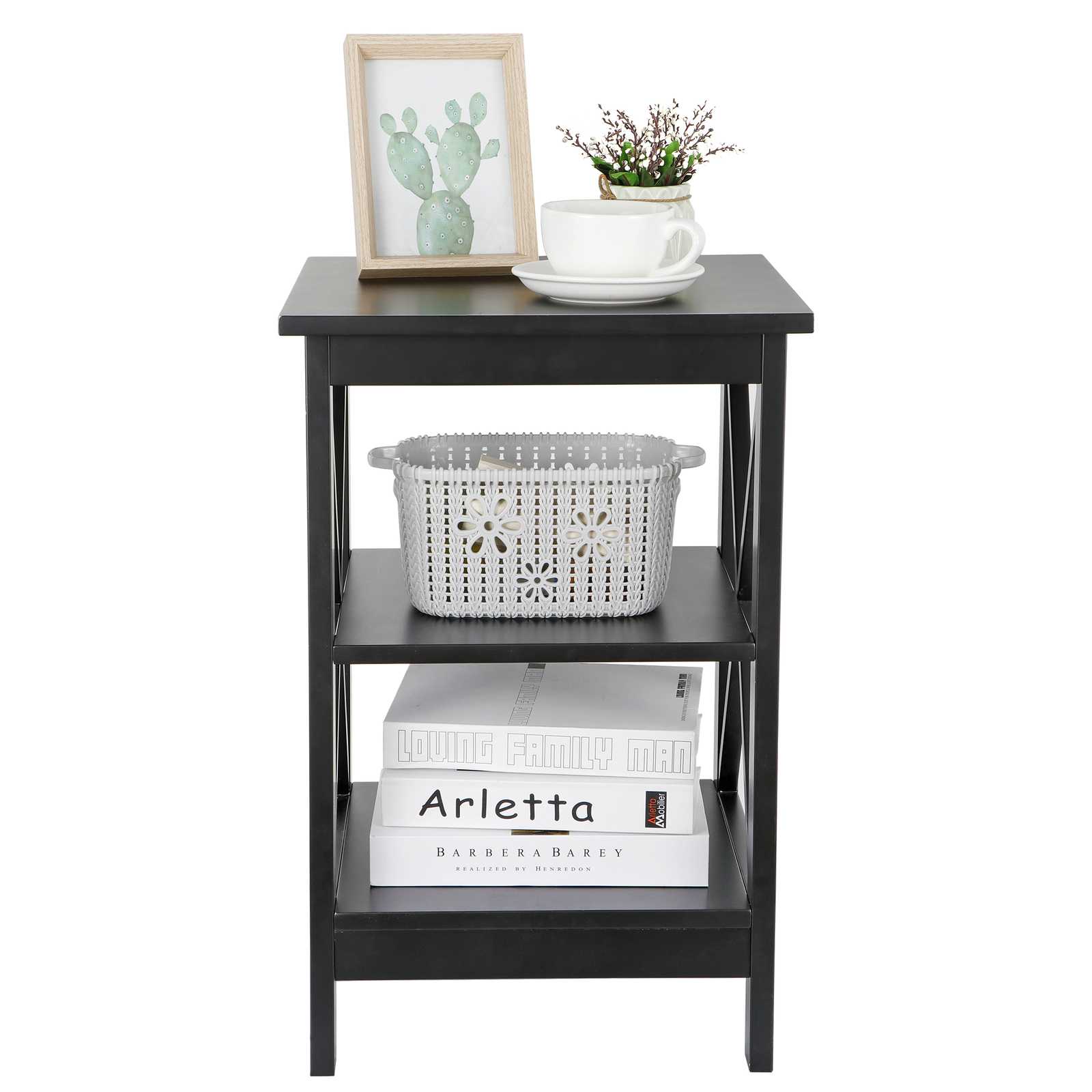 Side End Storage Shelf 24″ End Table Sofa X-Design LivingRoom Furniture