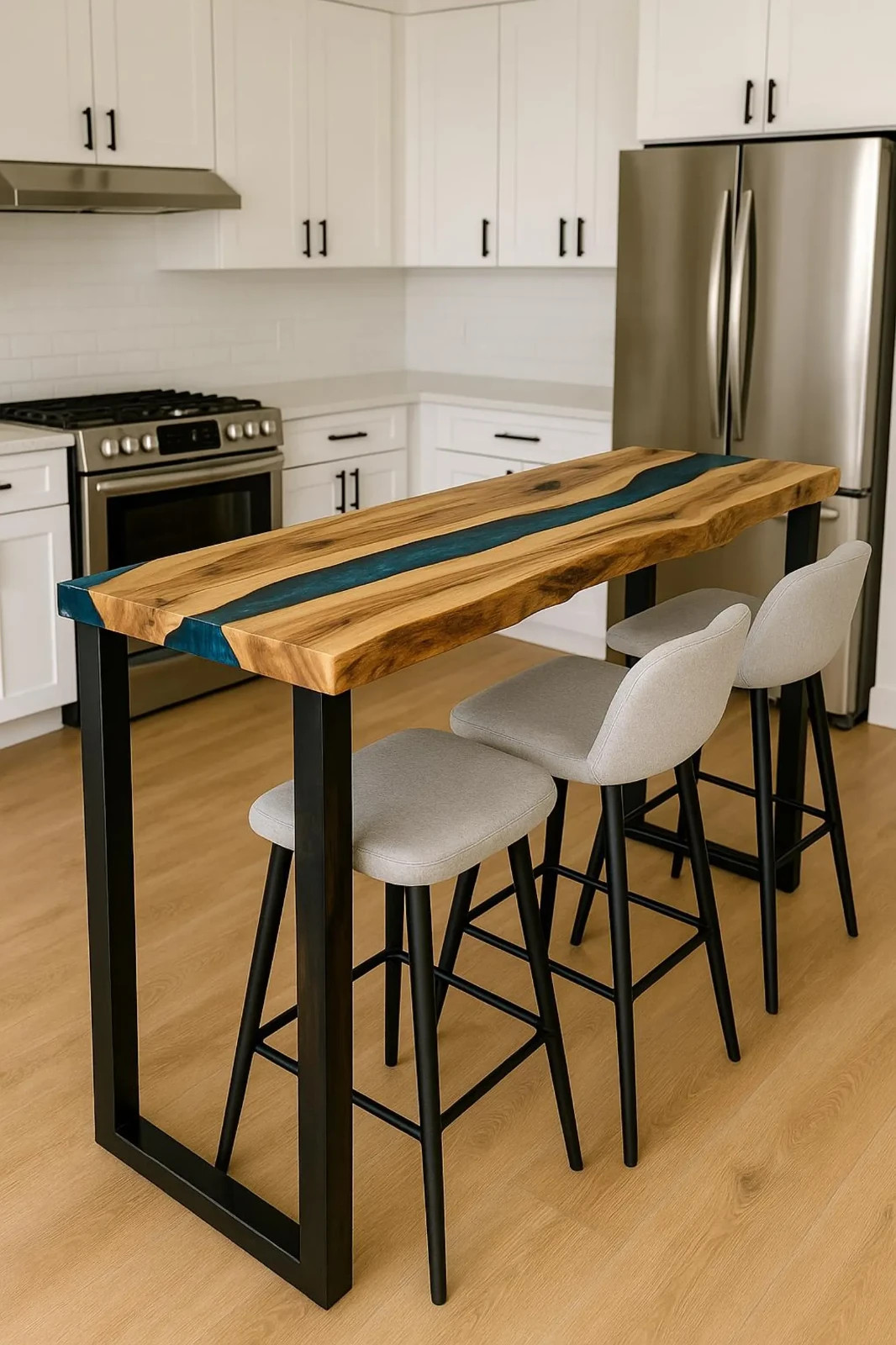 Live Edge Walnut Epoxy Bar Table | Blue Wave Custom Kitchen Island Top