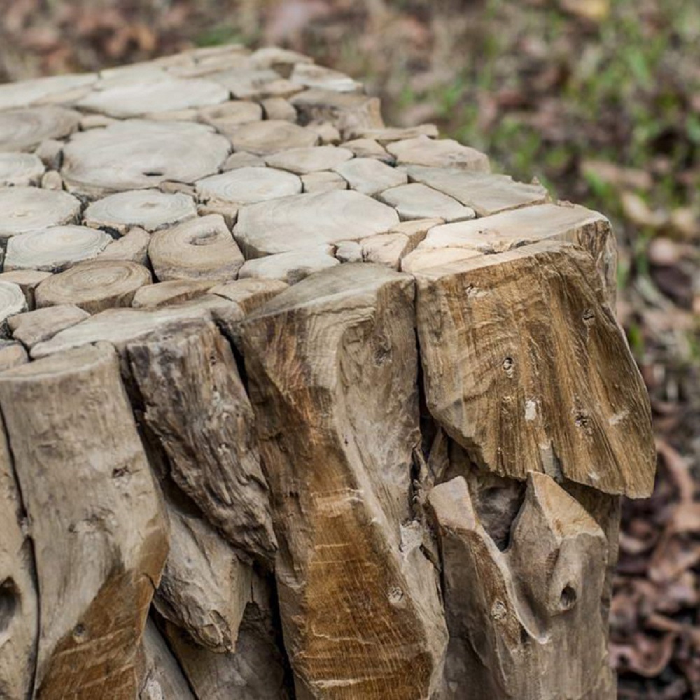 Natural Teak Root Wood Bunching Cube Driftwood End Accent Table Uttermost 25592