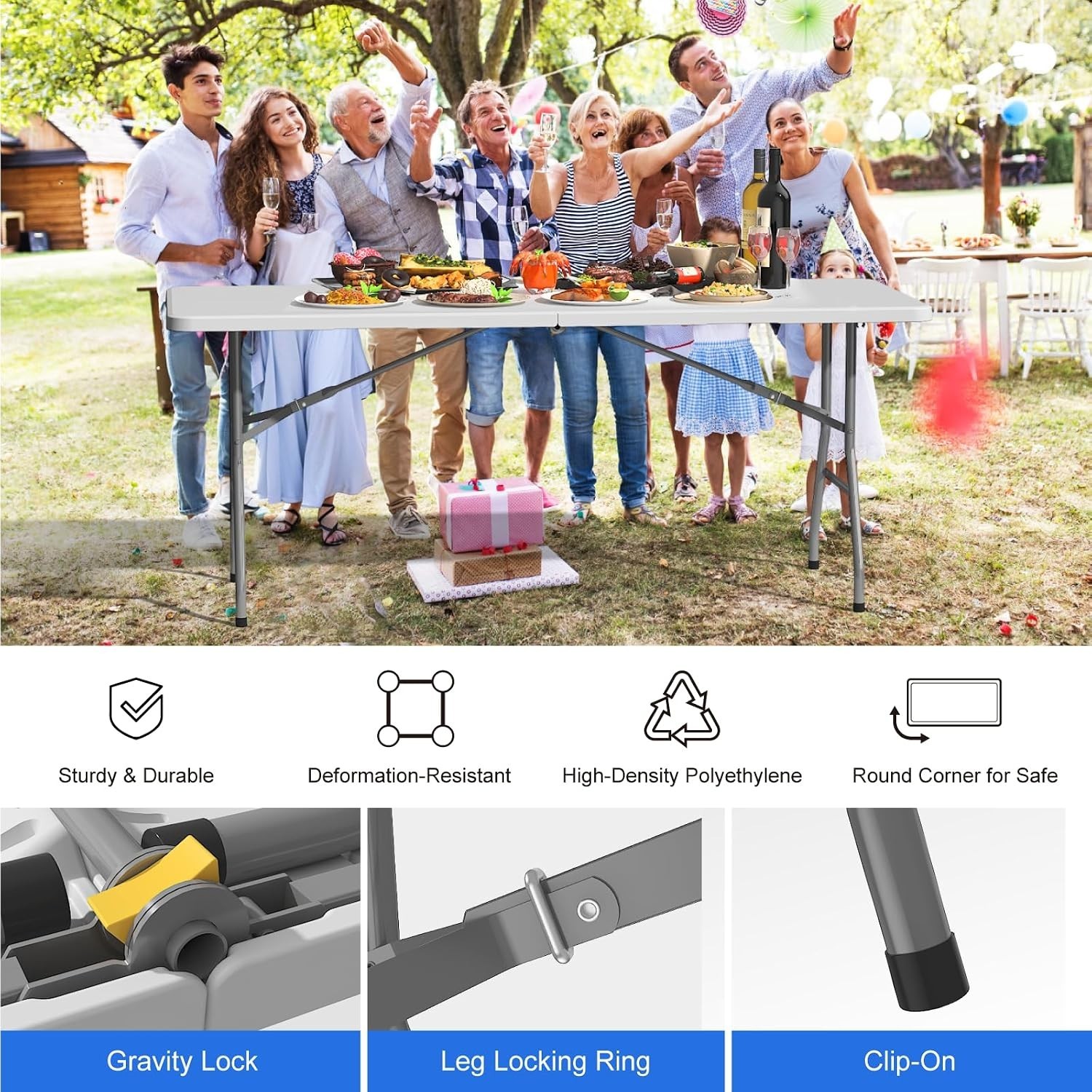Elegant 6FT Foldable Table for Indoor & Outdoor Events – Sturdy & Lightweight