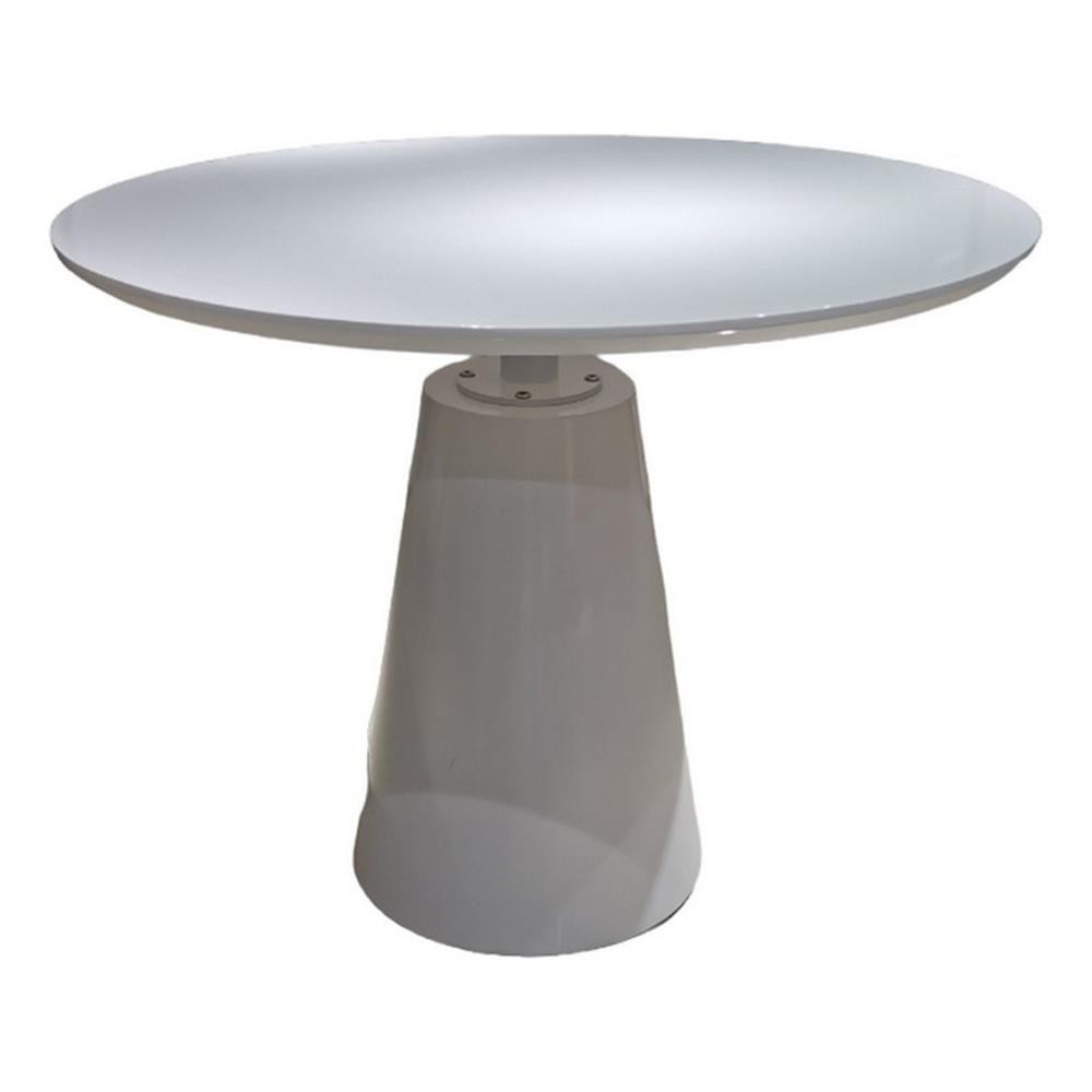 Pemberly Row 36″ Round Dining Table w/ Lacquer Surface & Pedestal Base in White