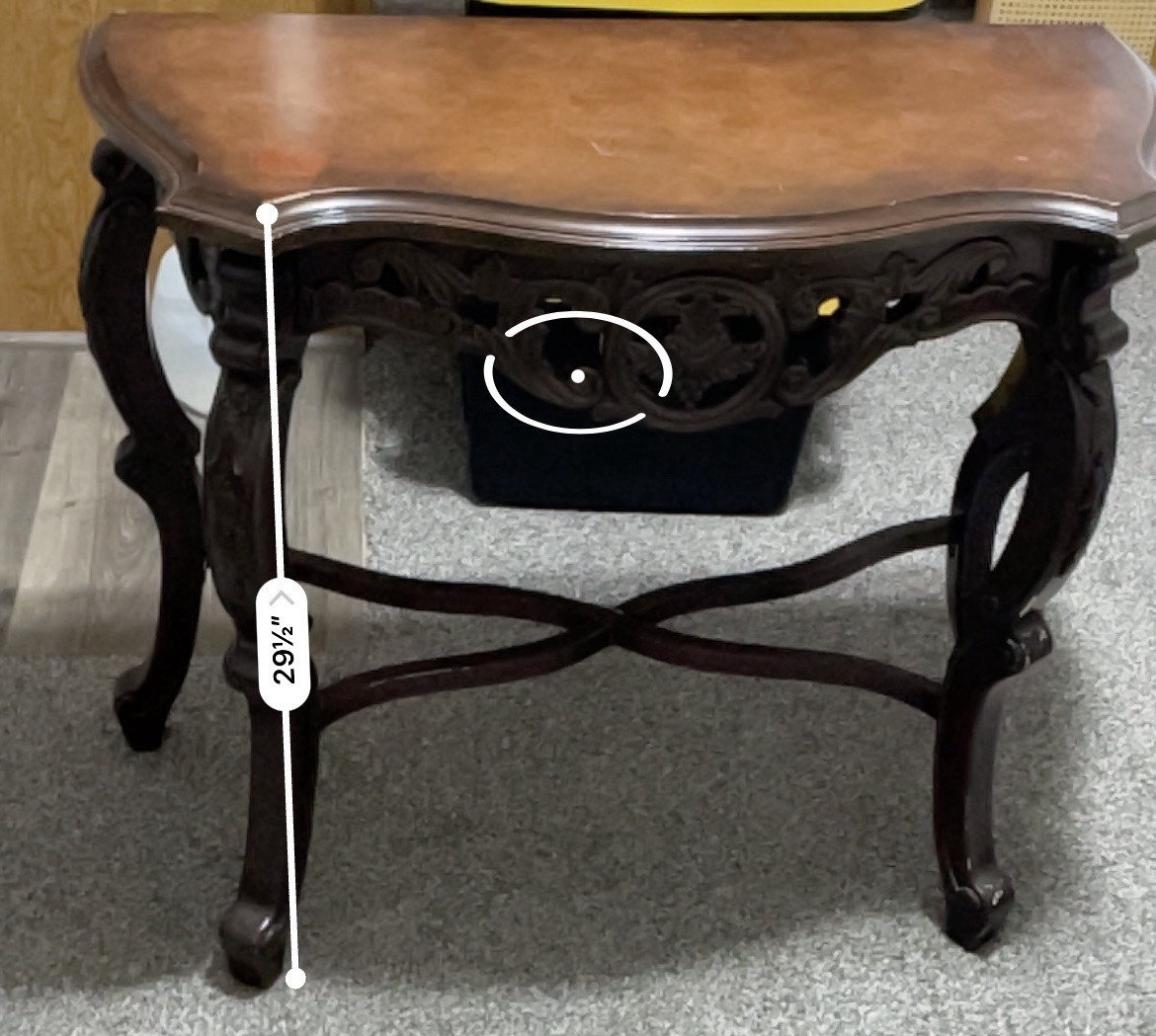 Wood Console Table Brown Top Black Base 34 x 15 x 29.5 in H