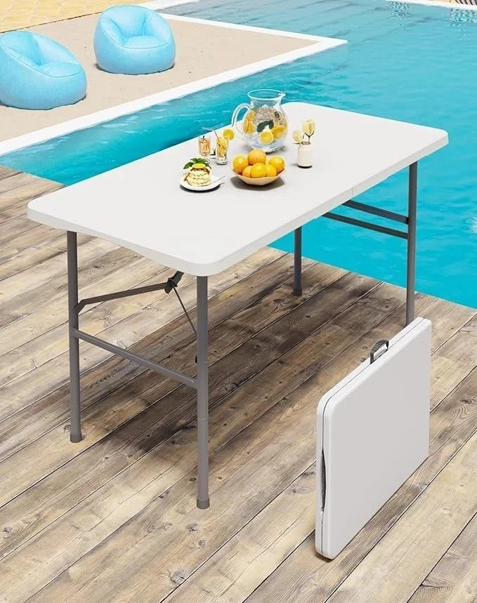 Used 4-Ft Plastic Folding Table – Ideal for Indoor/Outdoor Dining & Party Use