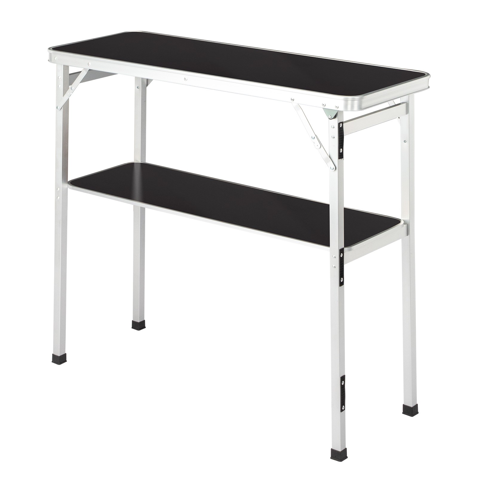 Portable Folding Bar Table with Shelf, Tradeshow Podium Black Skirt Carrying Bag