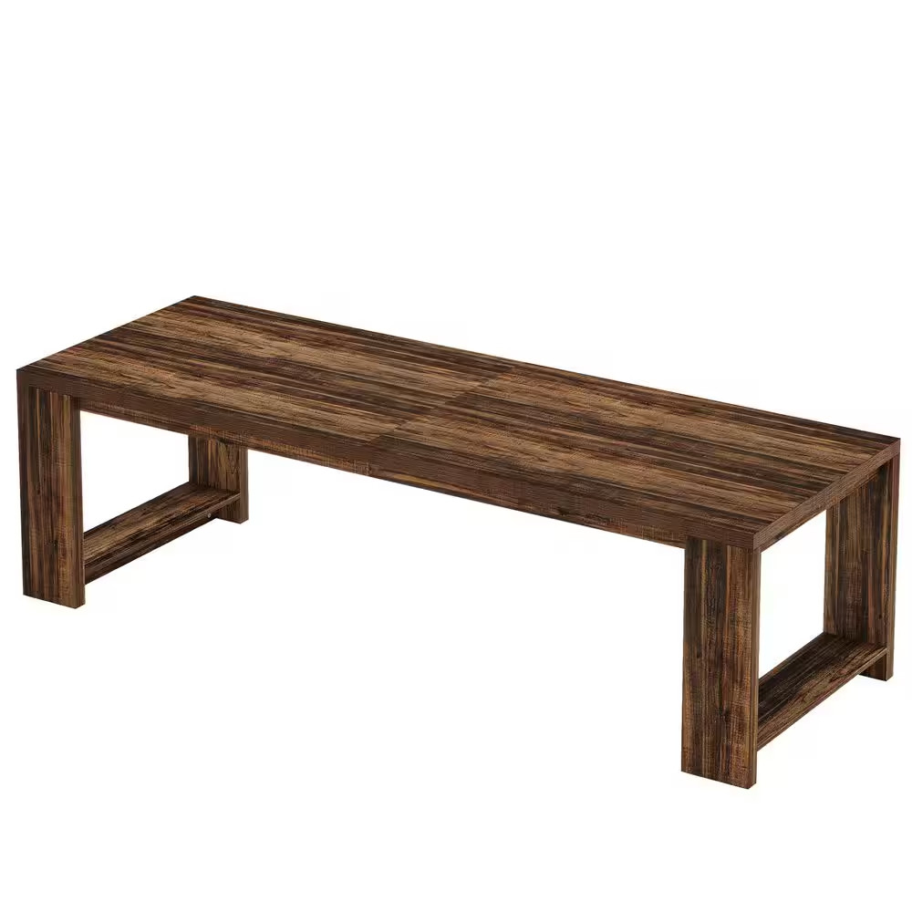 Rustic Brown Rectangular Wood 86. 61 In. 4 Legs Dining Table Seats 6-8 Farmhouse