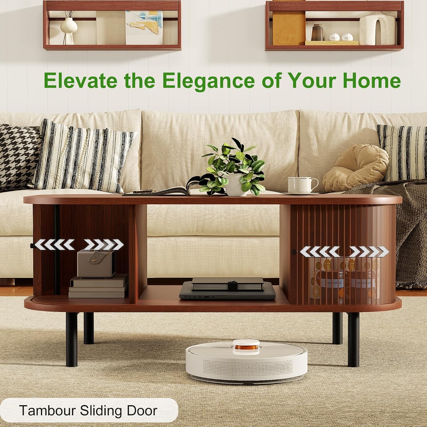 Coffee Table, 39.4″ Mid Century Modern Coffee Tables for Living Room, Coffee