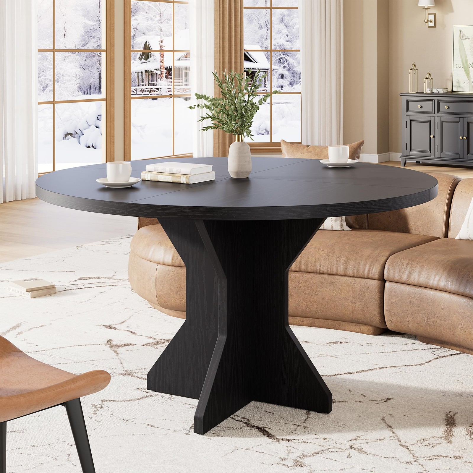 47” Space-Saving Round Dining Table Kitchen Table Dining Table For 4-6 People