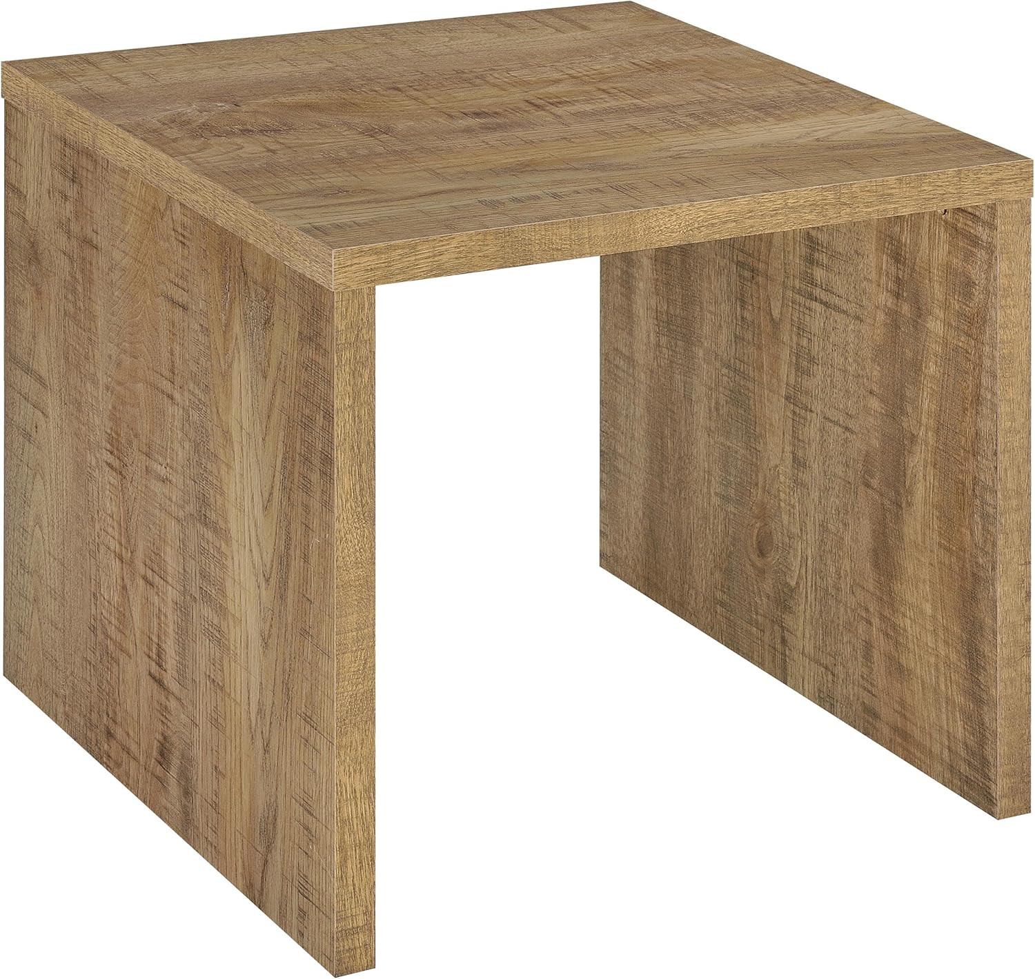 Rustic Mango Wood End Table with U-Shaped Frame – 23.5-Inch Living Room Accent
