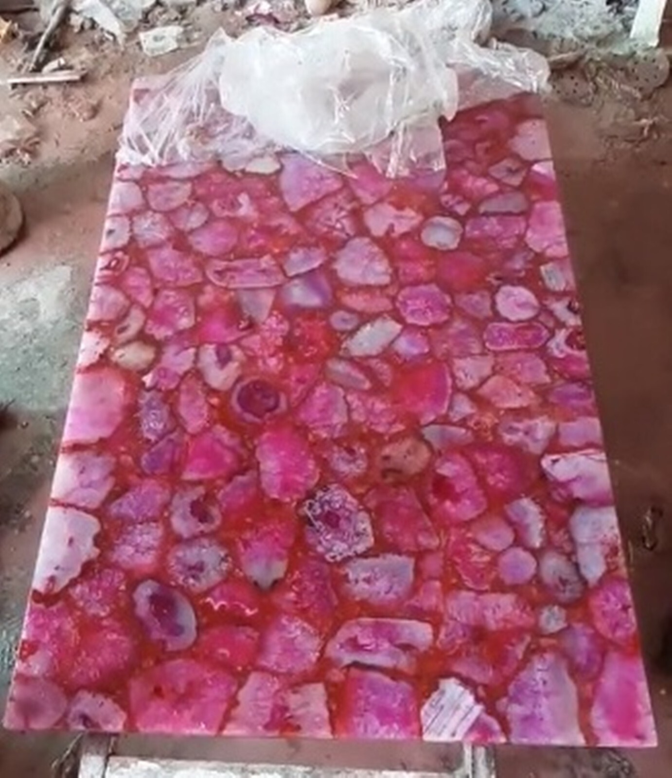 Pink Agate Coffee Table Top , Pink Agate Office Side Table , Epoxy Kitchen Table
