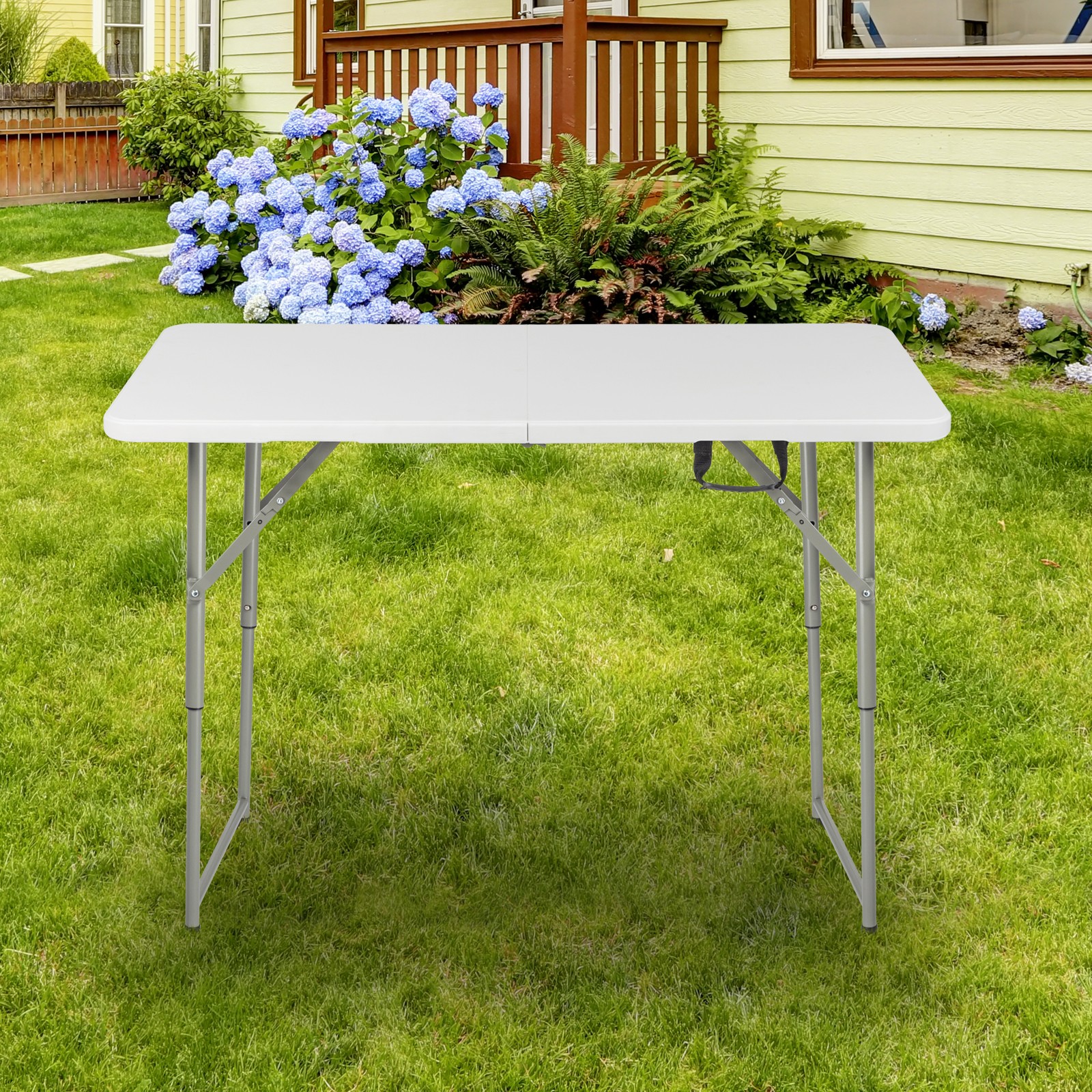 Portable 4 FT White In/Outdoor Foldable Lift Patio Plastic 220 LBS Table