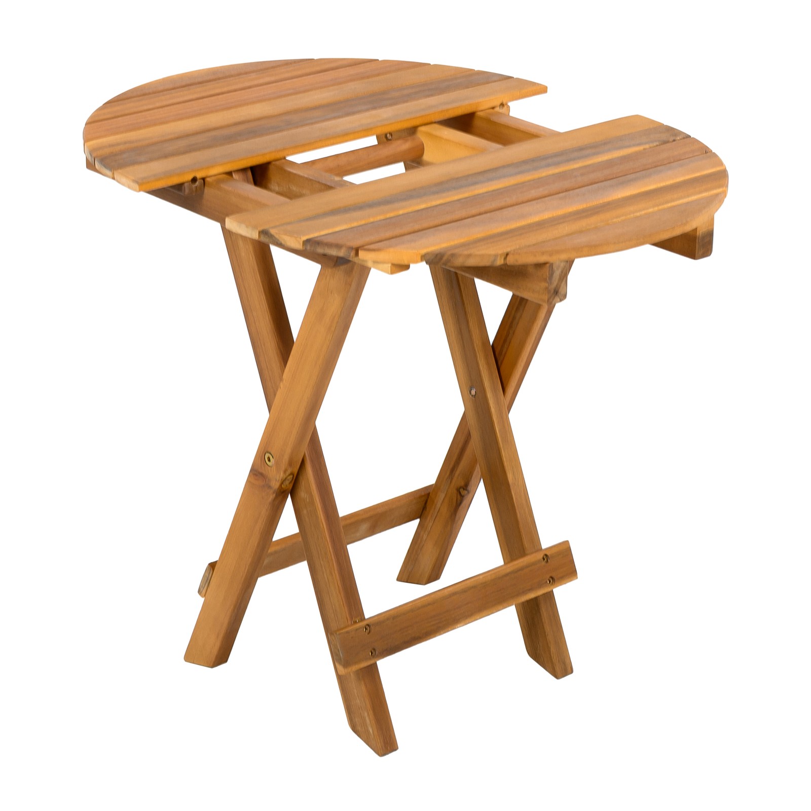 Foldable and adjustable outdoor acacia wood side table (teak veneer)