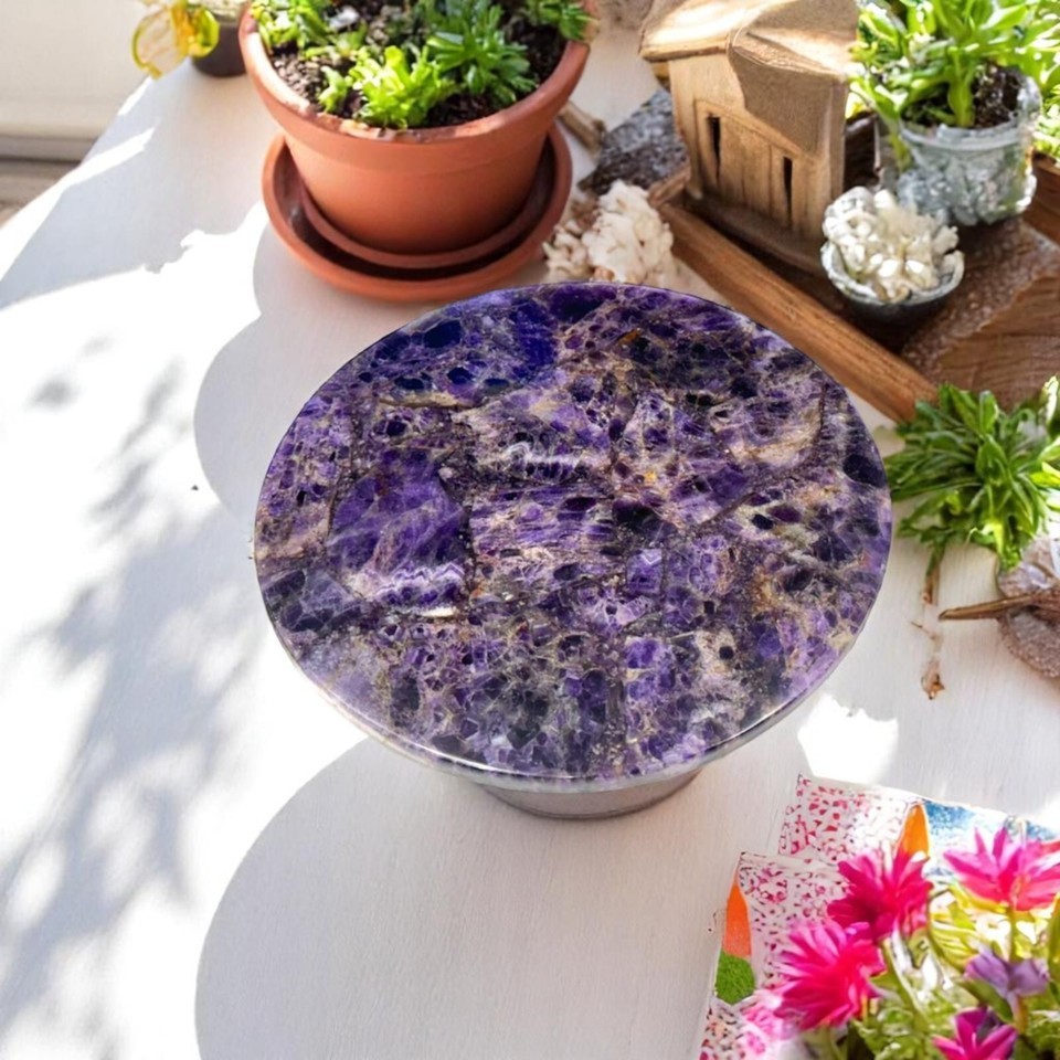 “Amethyst Coffee Table Top – Natural Stone, Unique Gemstone, Luxury Home Décor”