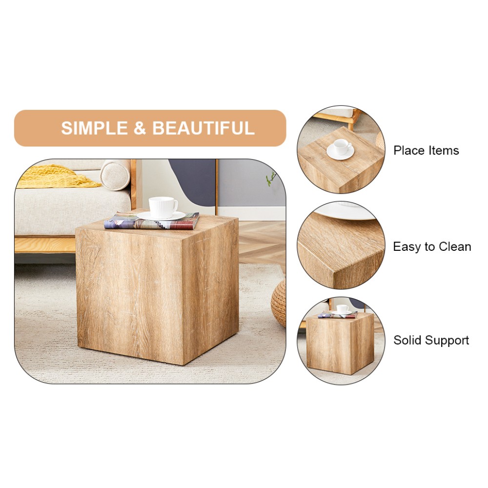 Modern Square MDF Coffee Table, Light Wood Texture, Minimalist Design