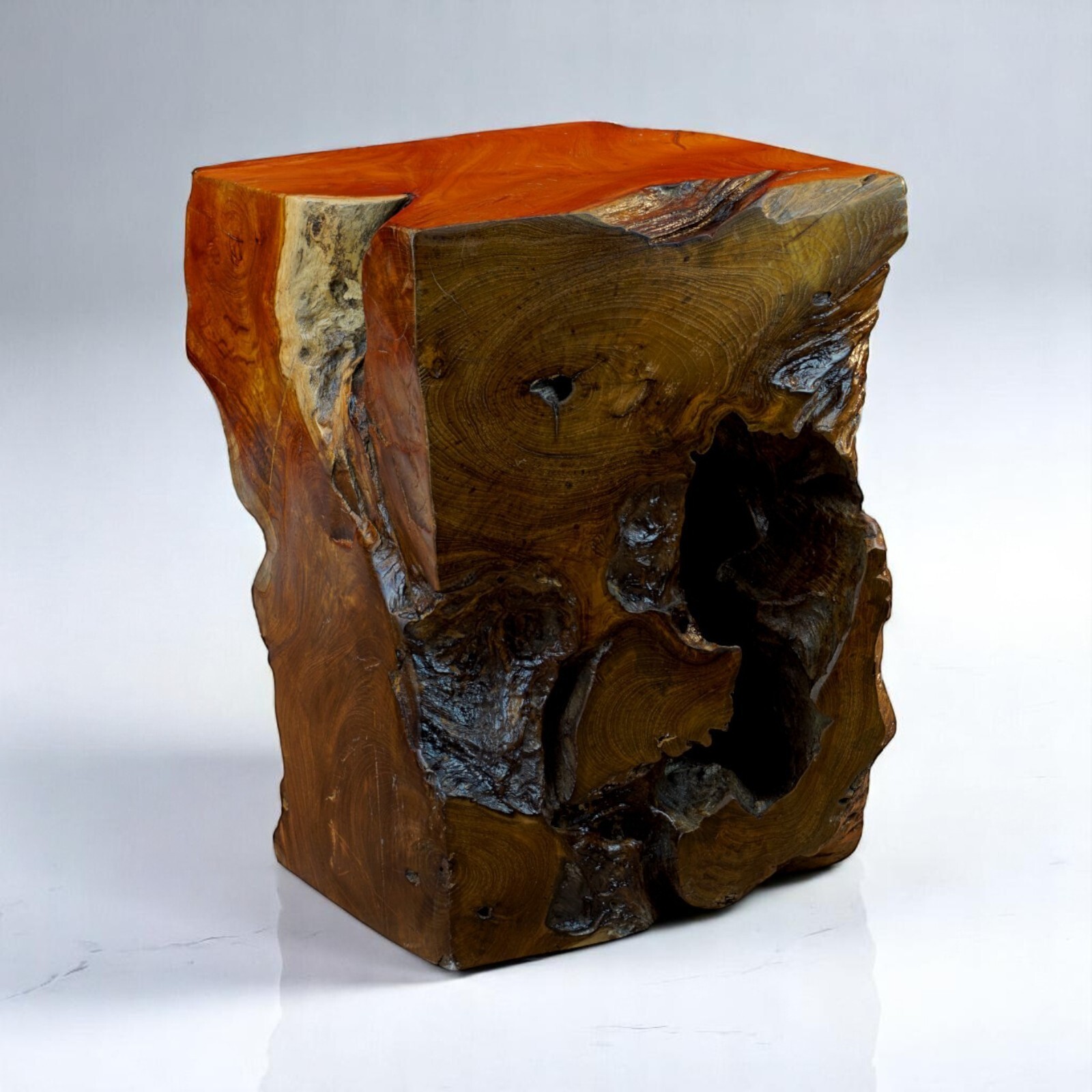 Root Wood Side Table 40Cm Solid Wood Block Wood Cube Flower Stool Stool
