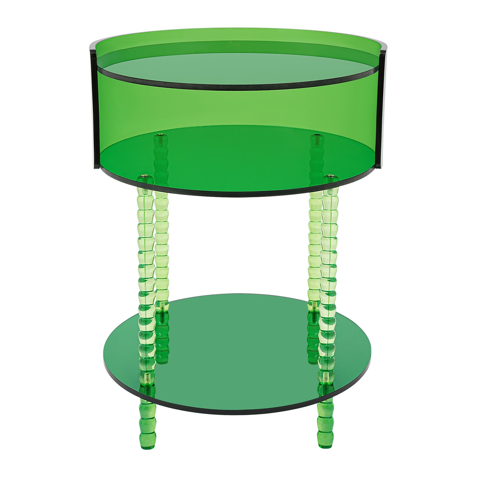 3-tier Round Acrylic Side Table 40*53cm Green Acrylic End Table for Living Room