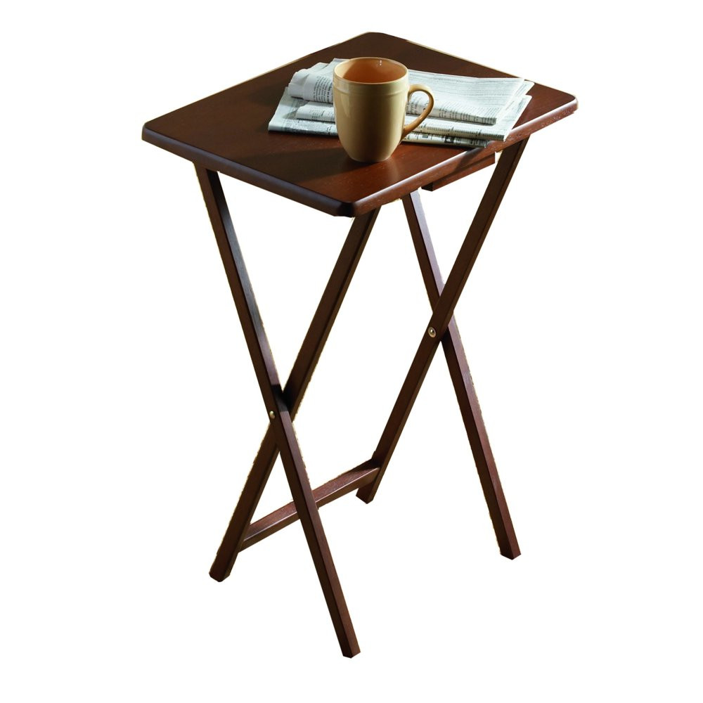 (2-Pack) Folding TV Tray Table Set in Walnut 19 X 15 X 26 Inch