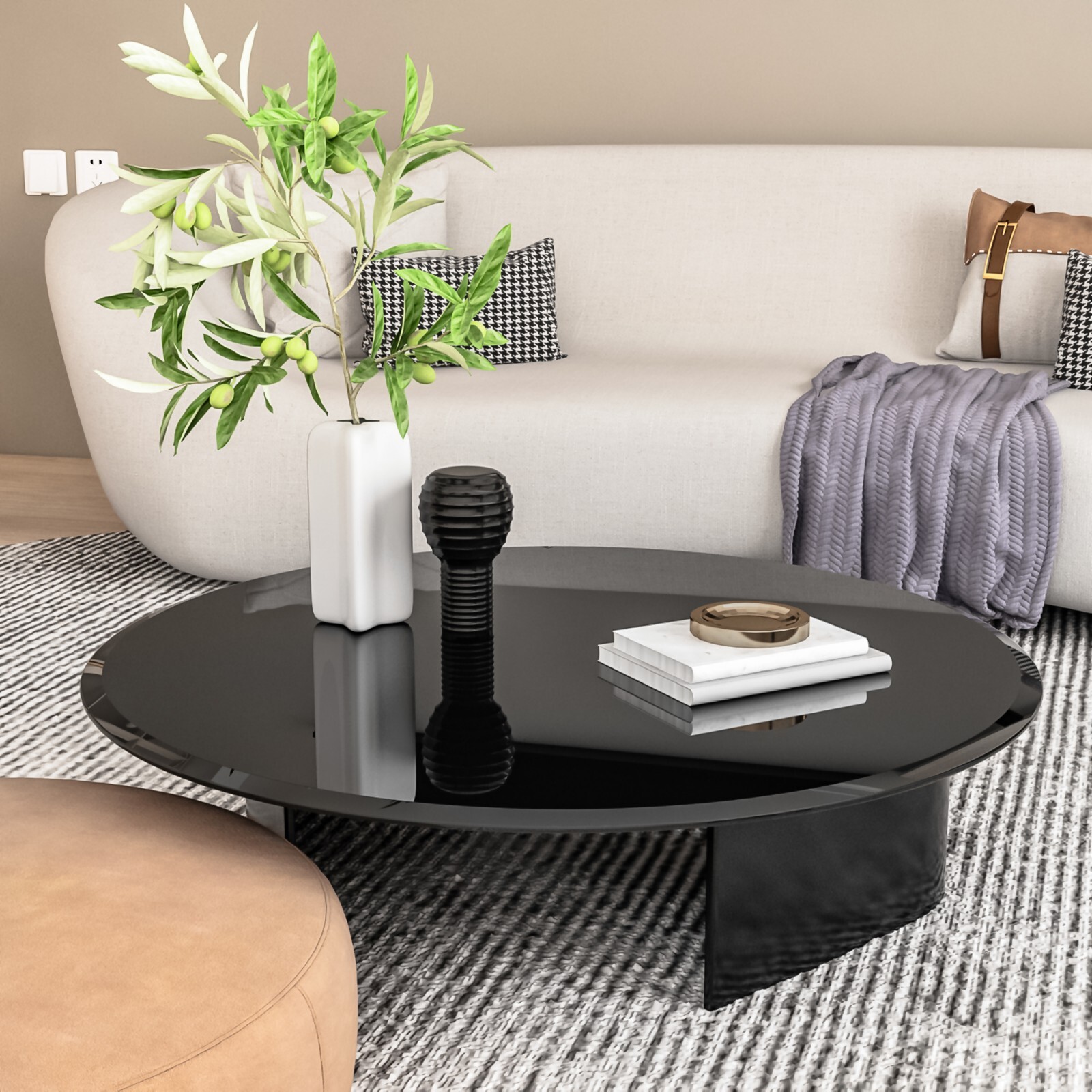 Round Black Tempered Glass Table Top 2/5” 3/8″ Thick Beveled Polished Edge