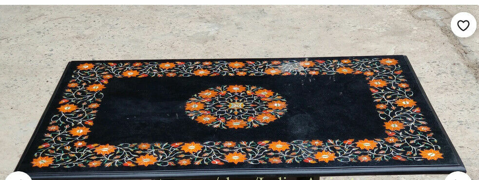4’x2′ black Marble Dining Coffee Corner Center Table Top inlay malachite decor k