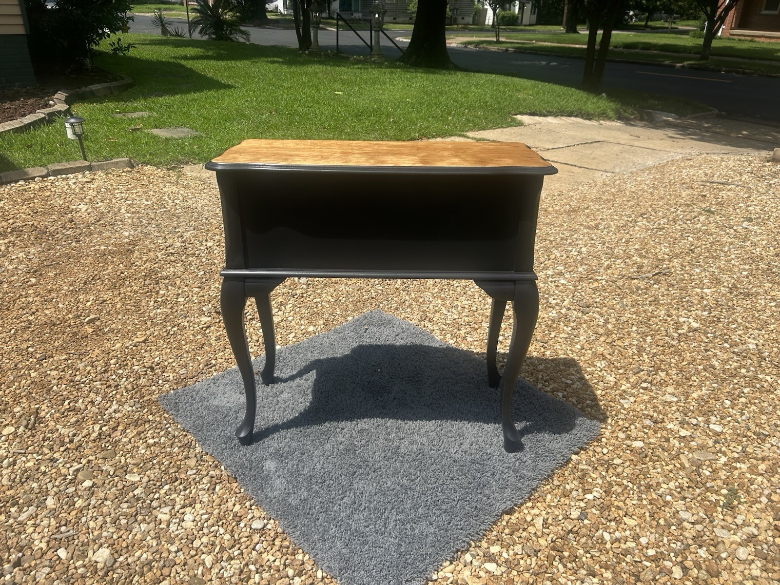 Black/Brown Two-Tone Wood Console Table 3 Drawers Bail Pull 32x17x31 in