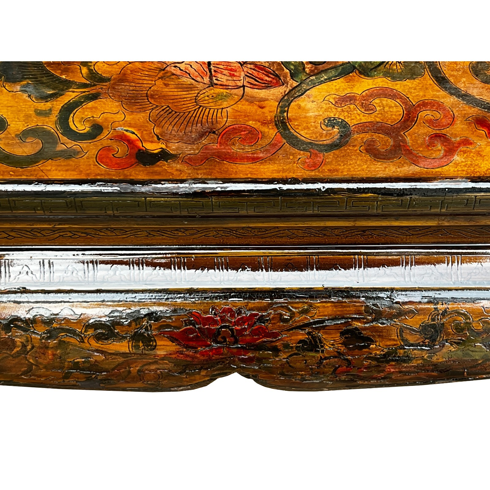 Chinese Tibetan Yellow Brown Dragon Head Lacquer Low Coffee Table ws2739