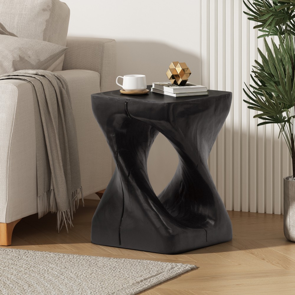 Mgo Twist Shape Side Table Wood Like Texture