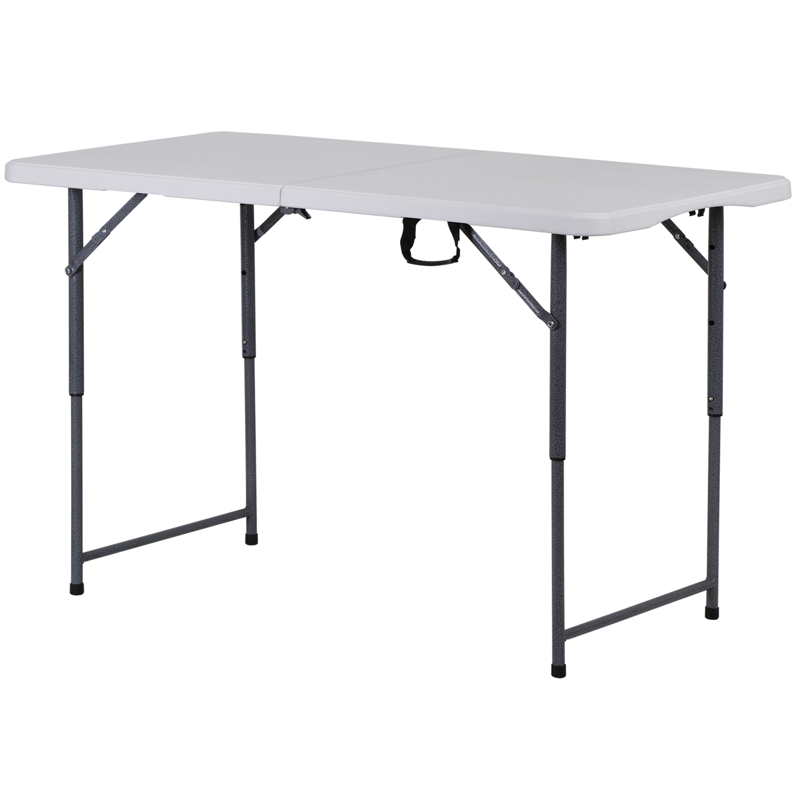 Folding Table Adjustable 4FT Plastic Table Picnic Camping w/Carry Handle White