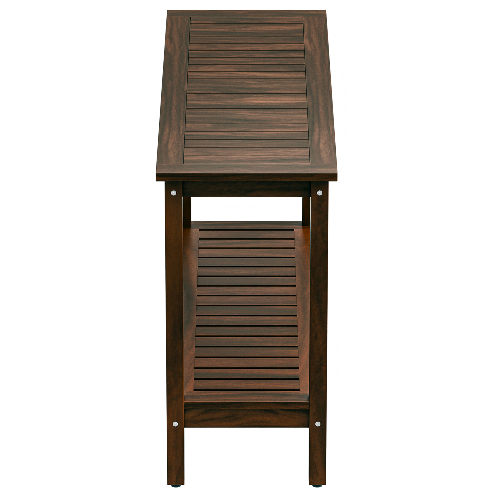Outdoor Wooden Console Table with 2 Tier Shelf Patio Side Accent Table Coffee