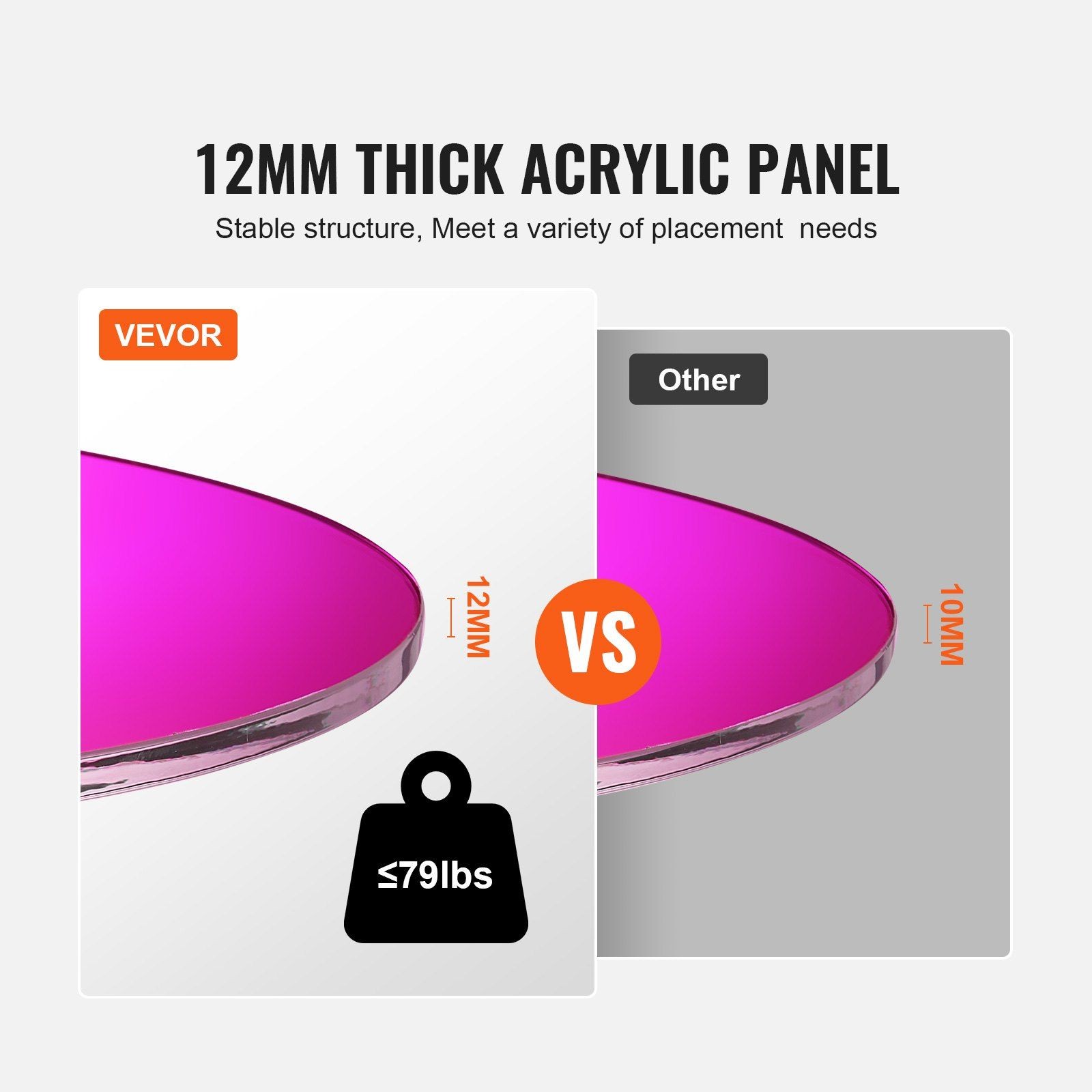 13.8in Opalescent Acrylic Side Table 55lb 12mm Thick Oval Transparent