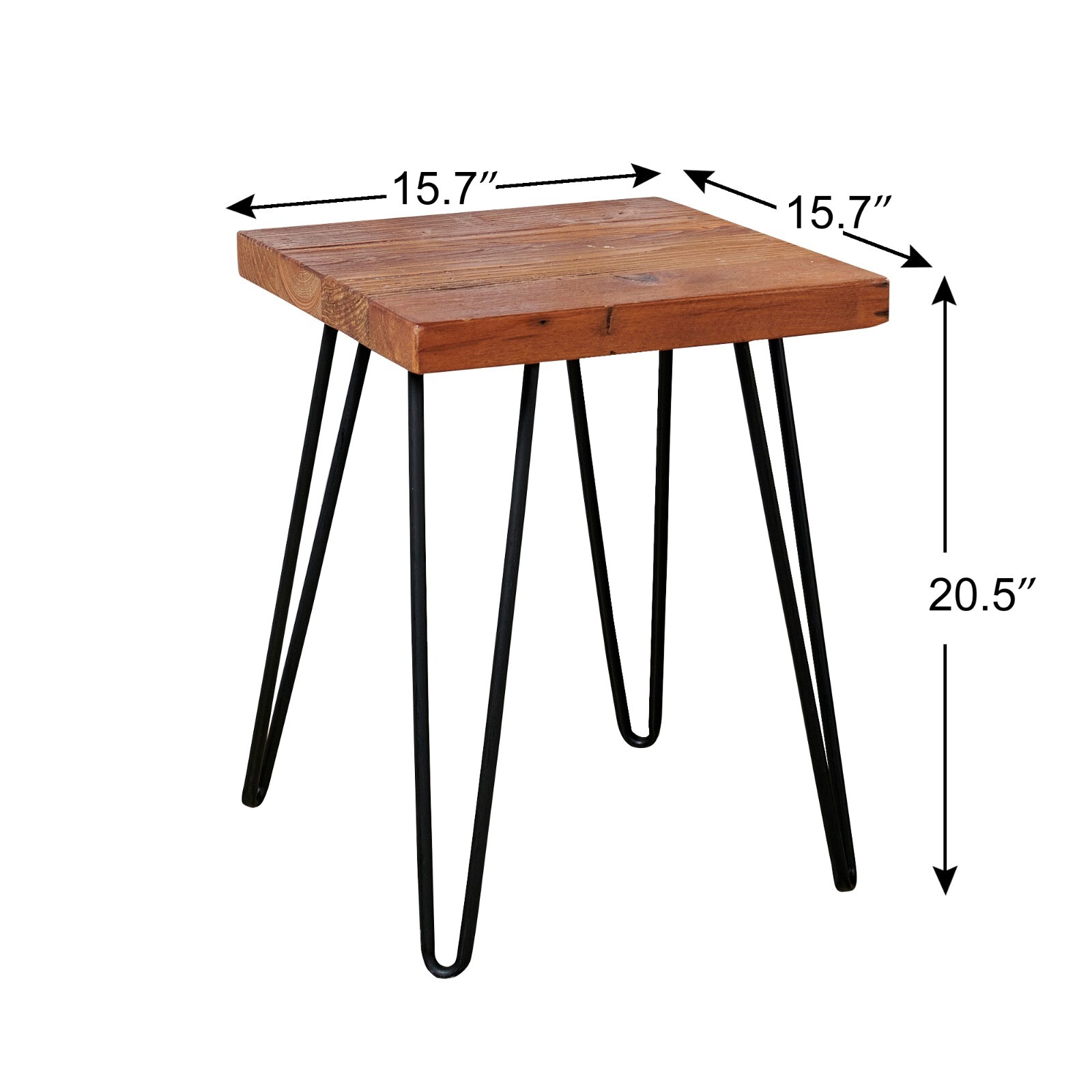 GREENAGE Minimalist Square Old Pine Wood End Table Rustic Surface Side Table