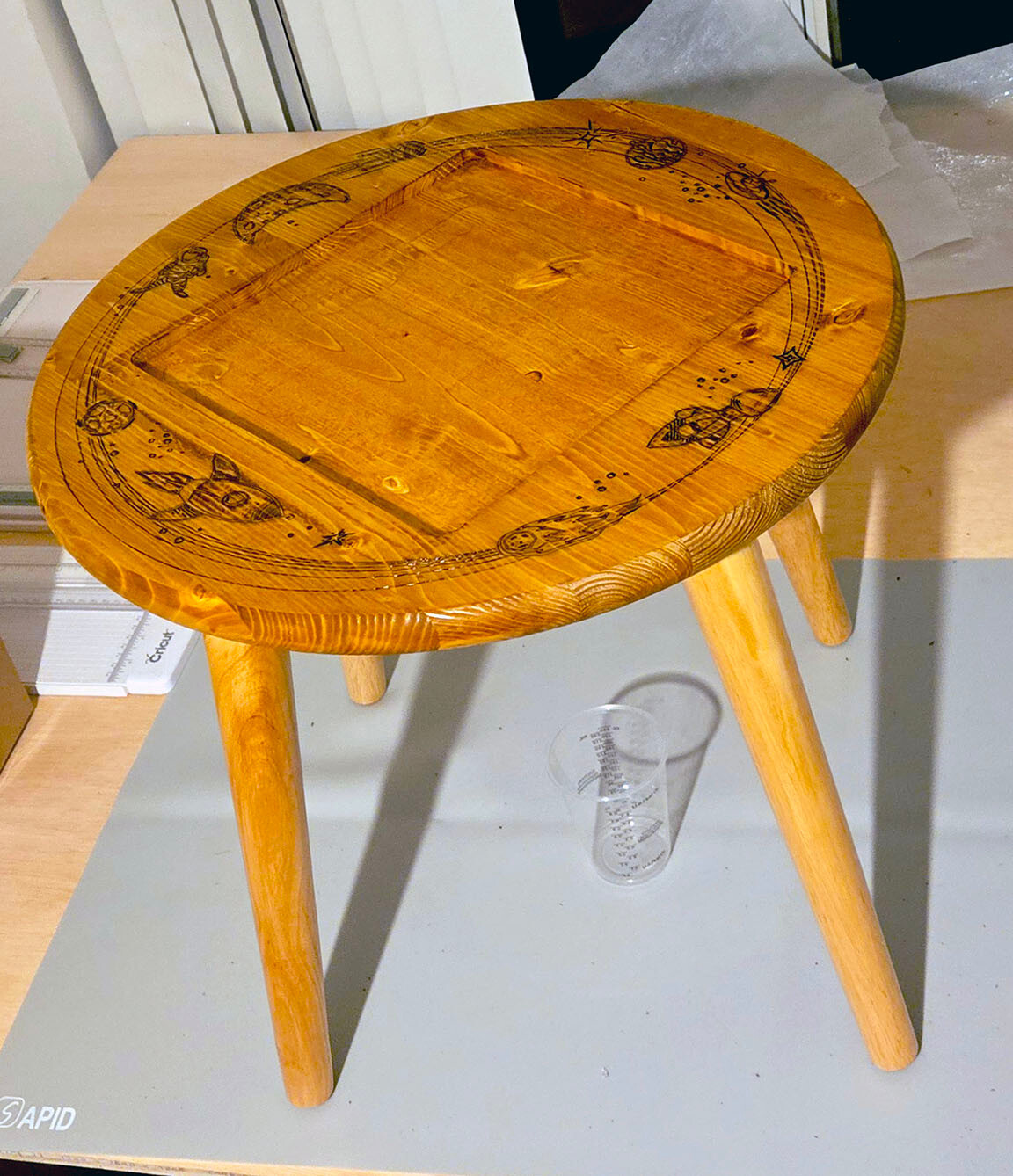 Handcrafted Wooden Space-Themed Table with Resin Art Inlay – Unique Cosmic Desig