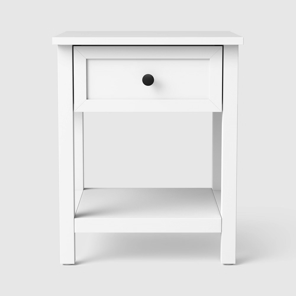 Traditional Side Table with Storage Drawer Classic White – Fully Assembled