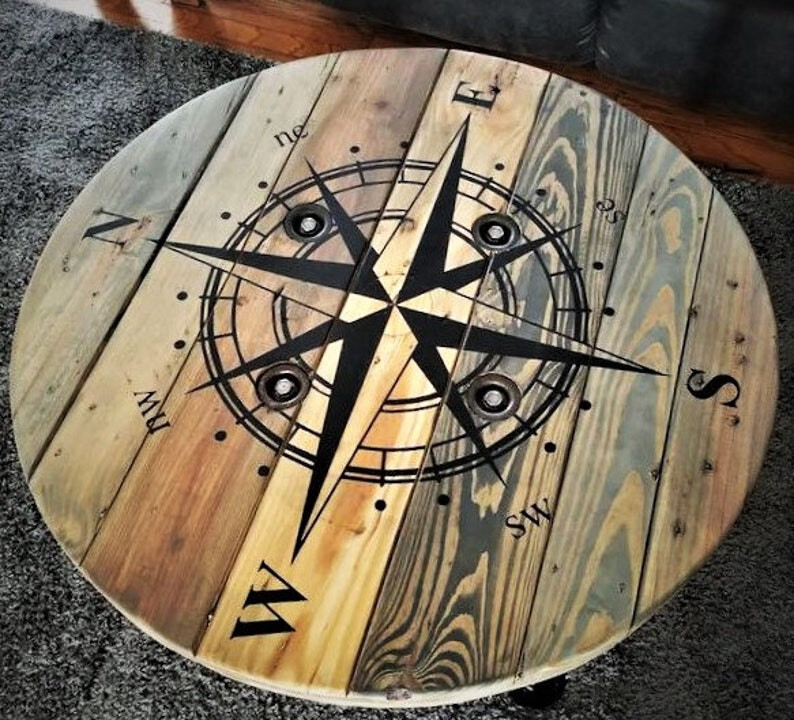 Round Coffee End Side Dining Pub36″ – Hairpin & Pipe Legs – Outdoor Wooden Table
